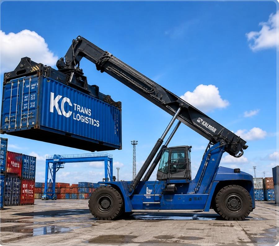 Ричстакер с контейнером KC Trans Logistics